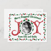Custom Foto Joy Merry Doggone Weihnachten Postkarte (Vorne/Hinten)