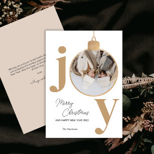 Custom Foto JOY White Christmas Bell Weihnachtskar Feiertagskarte