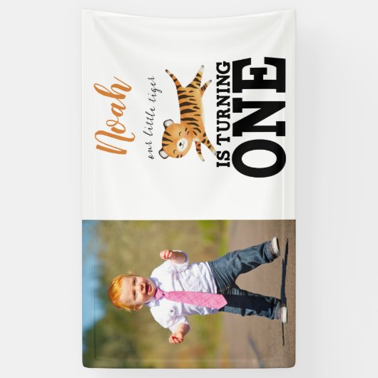 Custom Foto Jungle Safari Wild One erster Geburtst Banner (Vertikal)