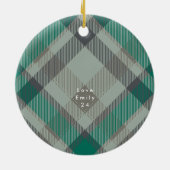 Custom Foto Kariert Green Elegante Weihnachtsfeier Keramik Ornament (Hinten)