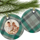 Custom Foto Kariert Green Elegante Weihnachtsfeier Keramik Ornament