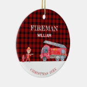 Custom Foto Keepake Fireman Weihnachts-Feuerwagen Keramik Ornament (Rechts)
