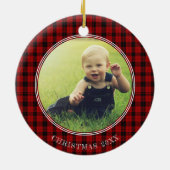 Custom Foto Keepake Fireman Weihnachts-Feuerwagen Keramik Ornament (Hinten)