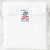 Custom Foto Kids Food Allergy Alert ICOE Warnung Quadratischer Aufkleber (Tasche)
