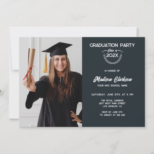 Custom Foto Laurel Abschluss Einladung (Vorderseite)