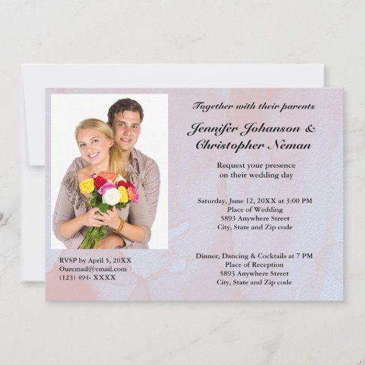 Custom Foto Lavender Mist Marble Wedding Einladung (Vorderseite)