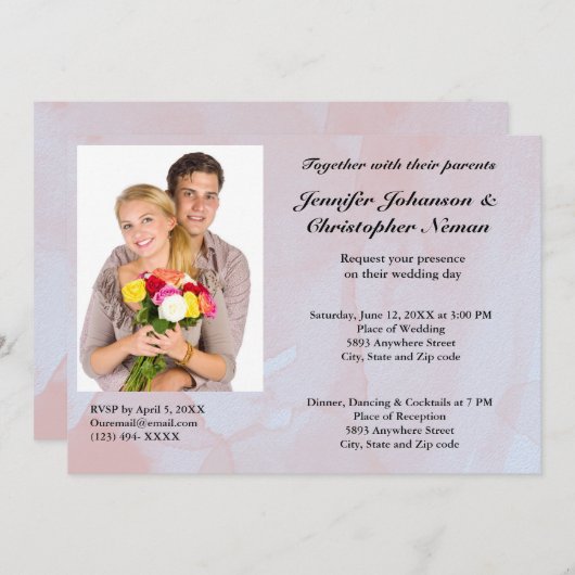 Custom Foto Lavender Mist Marble Wedding Einladung (Vorne/Hinten)