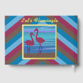 Custom Foto Let's Flamingle Gold Foil Striping Wed Gästebuch (Rückseite)