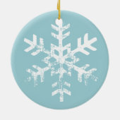 Custom Foto Light Blue Snowflake Keramik Ornament (Hinten)