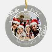 Custom Foto Light Gray Snowflake Keramik Ornament (Vorne)