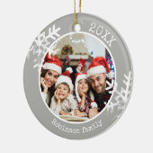 Custom Foto Light Gray Snowflake Keramik Ornament (Links)