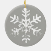 Custom Foto Light Gray Snowflake Keramik Ornament (Hinten)