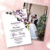 Custom Foto Lila Blumenhochzeit Empfang Einladung