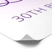 Custom Foto Lila Glitzer 30. Geburtstag Willkommen Poster (Ecke)