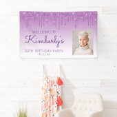 Custom Foto Lila Glitzer Tropfen 50. Geburtstag Banner (Insitu)