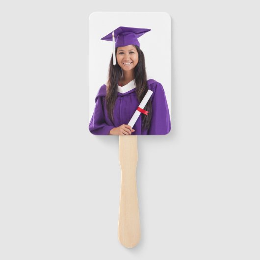 Custom Foto Lila Metallic White Gold Abschluss Fächer (Rückseite)