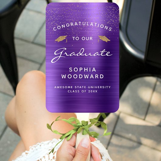 Custom Foto Lila Metallic White Gold Abschluss Fächer