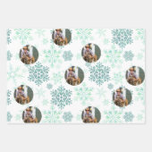 Custom Foto Lila Red Green Snowflakes Set 3 Geschenkpapier Set (Vorderseite 3)