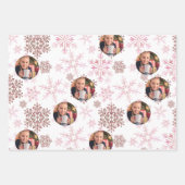 Custom Foto Lila Red Green Snowflakes Set 3 Geschenkpapier Set (Vorderseite 2)