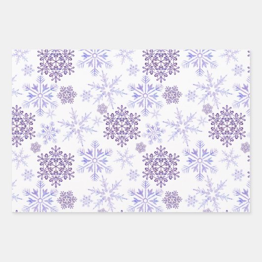 Custom Foto Lila Snowflakes Set 3 Geschenkpapier Set (Vorderseite 3)