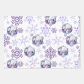 Custom Foto Lila Snowflakes Set 3 Geschenkpapier Set (Vorderseite 2)