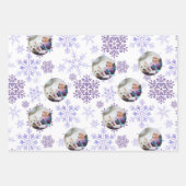 Custom Foto Lila Snowflakes Set 3 Geschenkpapier Set (Vorderseite)