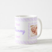 Custom Foto Lilac Pattern Mutter Day Mum Mummy Kaffeetasse (VorderseiteRechts)
