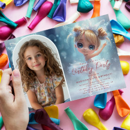 Custom Foto Little Ballerina und Blue Birthday Einladung