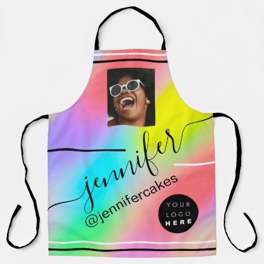 Custom Foto Logo Coffee Shop Cake Holograph Schürze (Vorderseite)