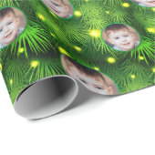 Custom Foto Logo Weihnachtsbaum Weihnachtsleuchten Geschenkpapier (Rolleneckpunkt)