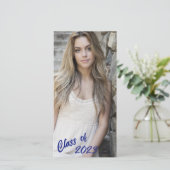 Custom Foto Long and Skinny Class of Abschluss Ankündigung (Stehend Vorderseite)