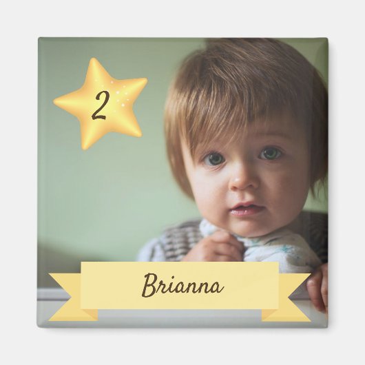 Custom Foto Magnet with Child's Name and Age (Vorne)