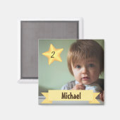 Custom Foto Magnet with Child's Name and Age (Vorderseite/Rückseite)
