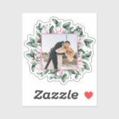 Custom Foto Magnolia Blume Frame Wedding Aufkleber (Blatt)