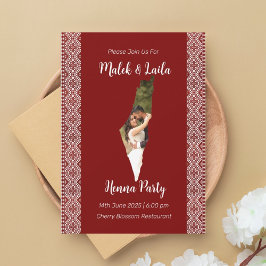 Custom Foto Map Palästina Red Henna Zeichen Einladung
