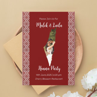 Custom Foto Map Palästina Red Henna Zeichen Einladung