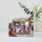 Custom Foto Mardi Gras Chaos Frame Postkarte (Stehend Vorderseite)