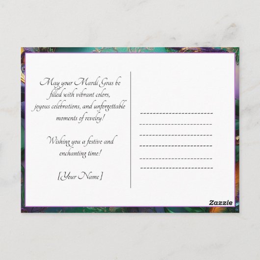 Custom Foto Mardi Gras Chaos Frame Postkarte (Rückseite)