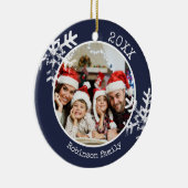 Custom Foto Marine Snowflake Circle Ornament (Rechts)