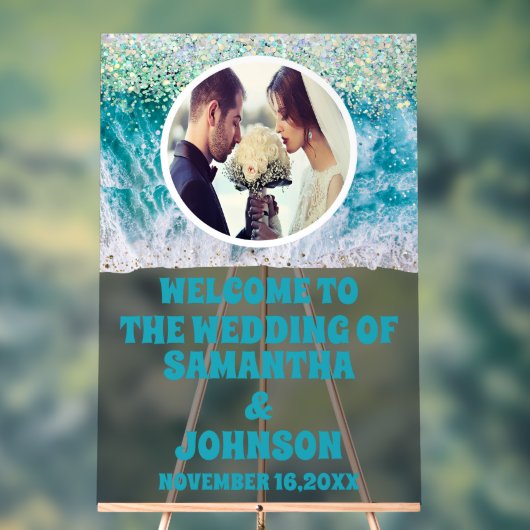 Custom Foto Mattiert Beach Wedding Willkommen Acrylschild (Neutral)
