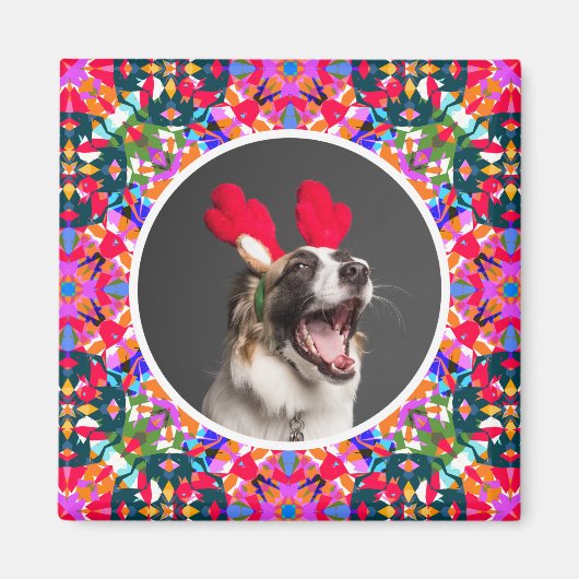 Custom Foto Maximalist Weihnachten Moderne Farben Magnet (Vorne)