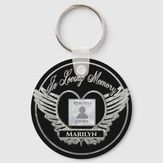 Custom Foto Memorial Heart Silver Schlüsselanhänger (Vorderseite)