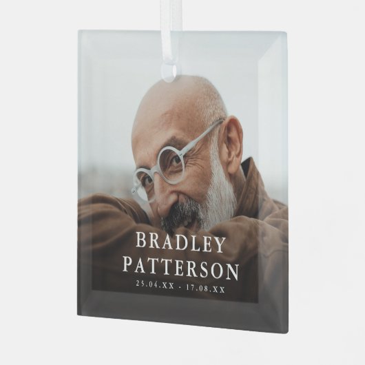 Custom Foto Memorial Tribute Weihnachten Ornament Aus Glas (Vorderseite links)