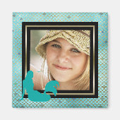 Custom Foto Mermaid Nautic Aquamarin Gold Magnet (Vorne)