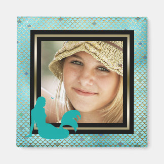 Custom Foto Mermaid Nautic Aquamarin Gold Magnet