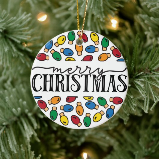 CUSTOM FOTO Merry & Bright Keramik Ornament (Baum)