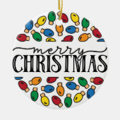 CUSTOM FOTO Merry & Bright Keramik Ornament (Vorne)