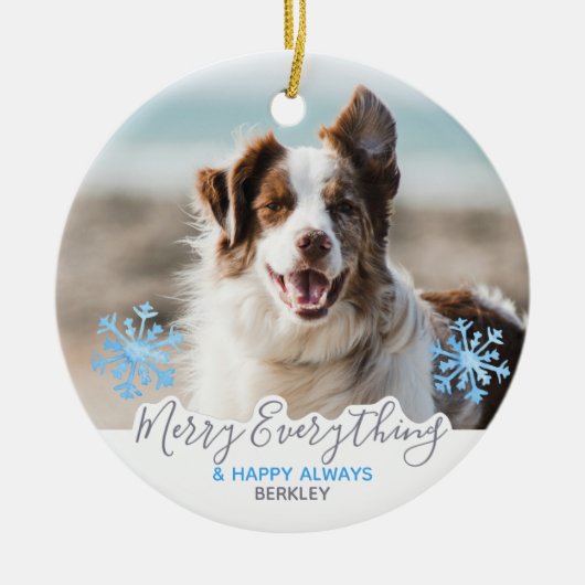 Custom Foto - Merry Everything Happy Always - Dog Keramik Ornament (Vorne)