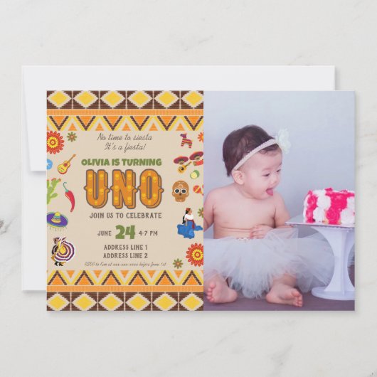 Custom Foto Mexikanisches Thema Mädchen ersten Geb Einladung (Vorderseite)