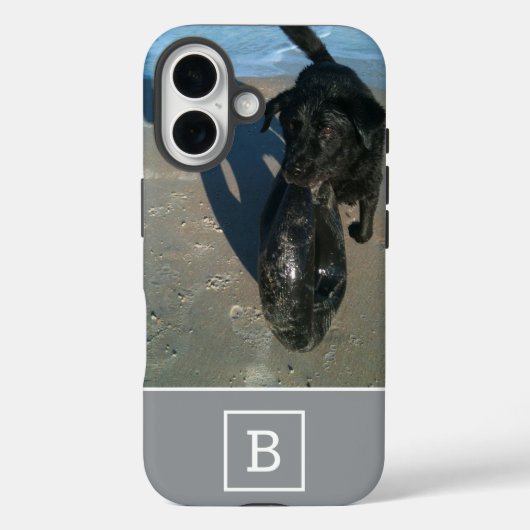 Custom Foto Mit Monogramm Initial Modern Gray Nied Case-Mate iPhone Hülle (Rückseite)